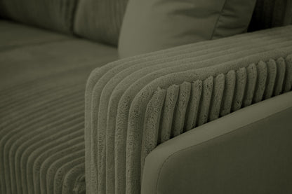 Sofa Arosa – miękka, sztruksowa, oliwkowa