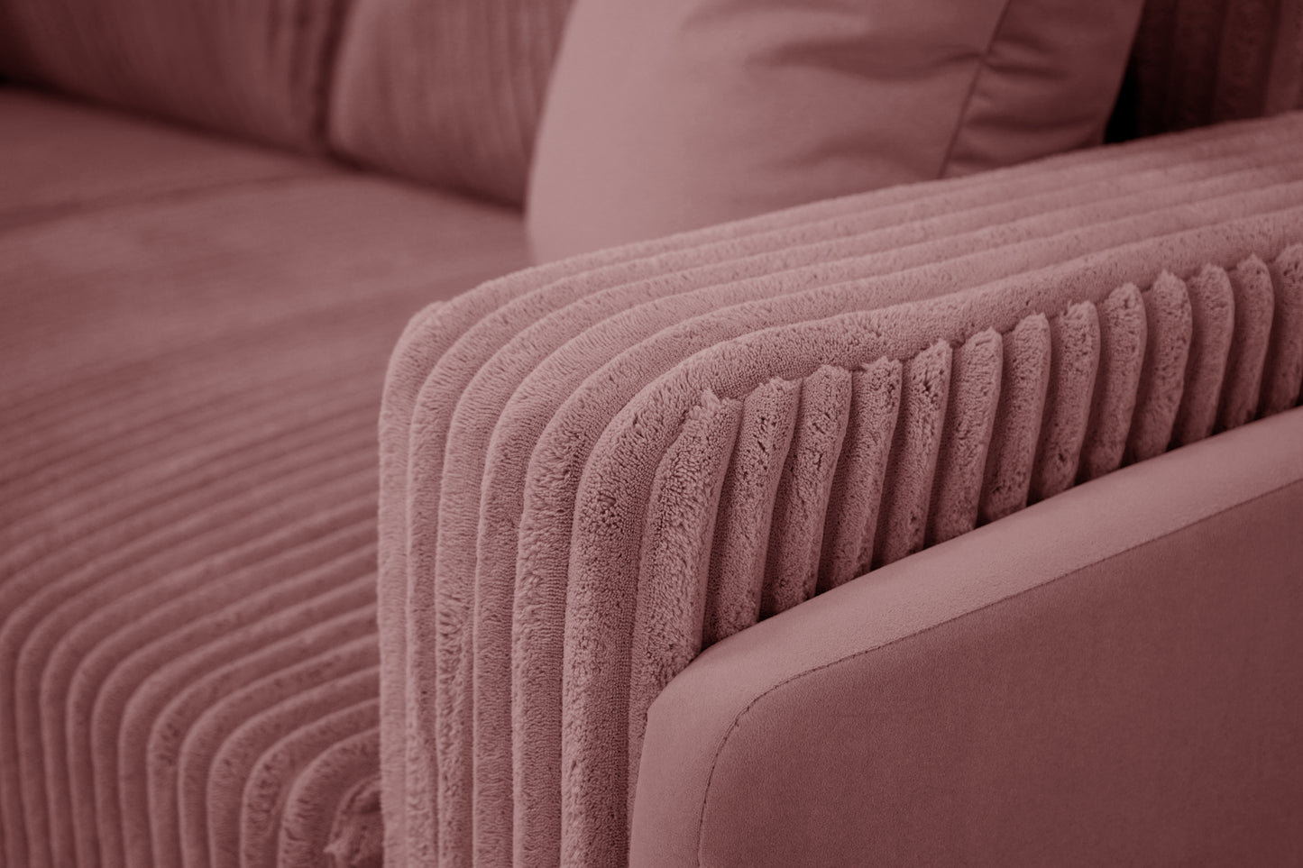 Sofa Arosa – miękka, sztruksowa, różowa