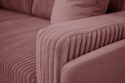 Sofa Arosa – miękka, sztruksowa, różowa