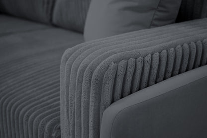 Sofa Arosa – miękka, sztruksowa, szara