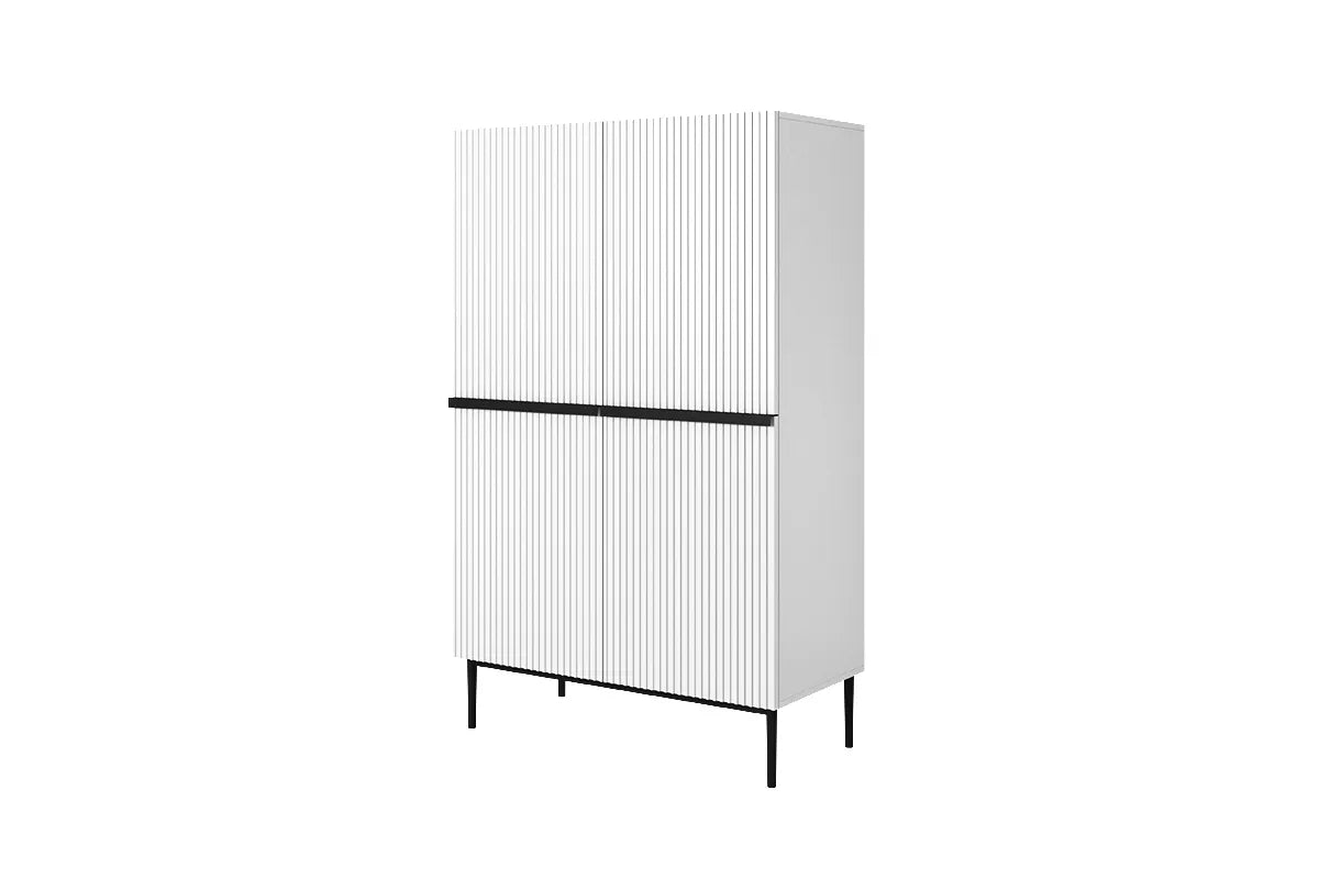 Kredens Nicole ryfla biały mat czarne nogi