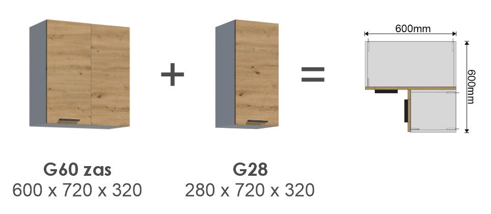 Szafka kuchenna górna 60 cm COMBO – zaślepiona  czarny / kaszmir