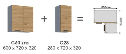 Szafka kuchenna górna 60 cm COMBO – zaślepiona  czarny / kaszmir