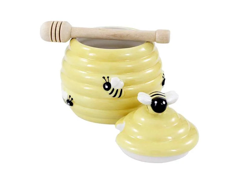Pojemnik na miód żółty ceramiczny