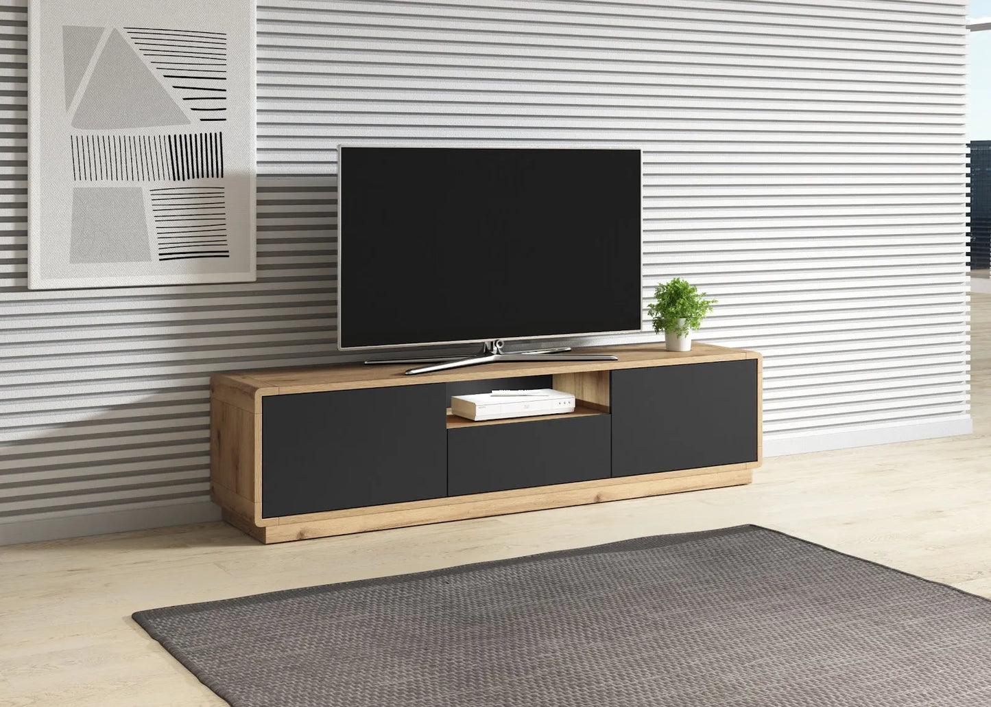 Szafka RTV Aston czarny front 180cm nowoczesna