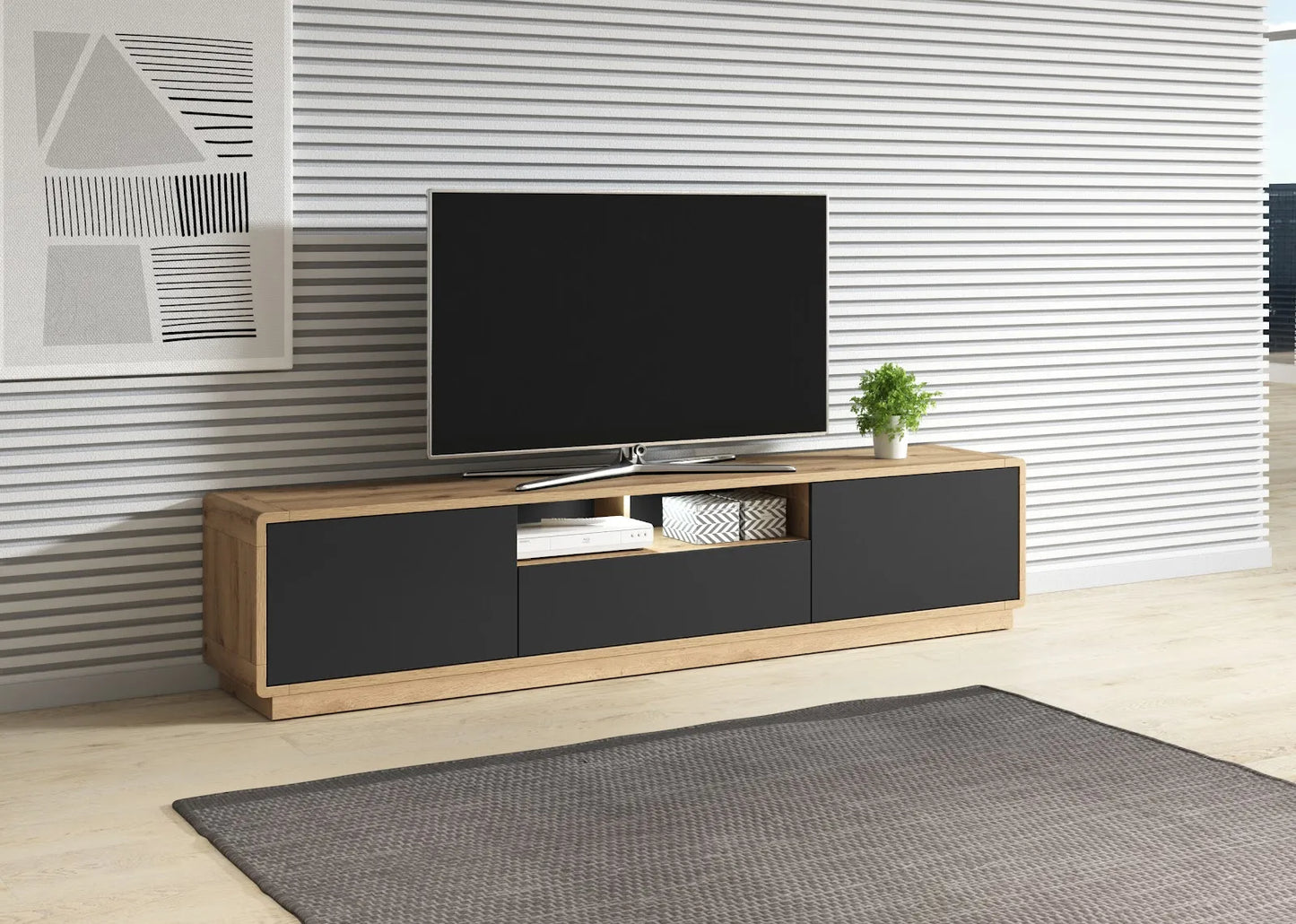 Szafka RTV Aston czarny front 200cm nowoczesna