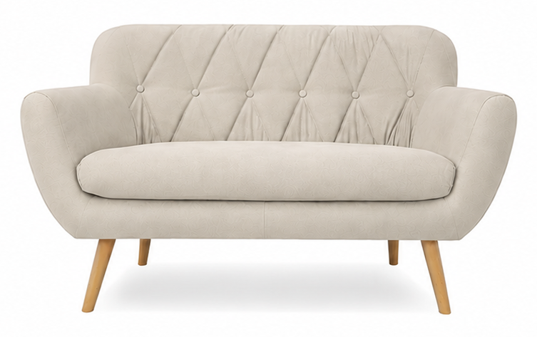 Sofa Sandy kremowa pikowana 2os.
