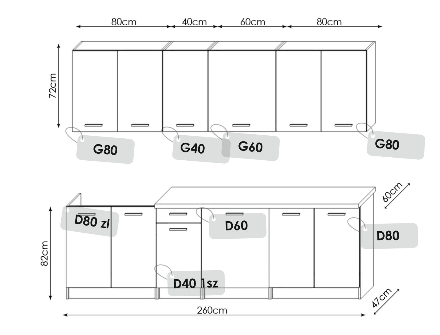 Zestaw mebli kuchennych COMBO