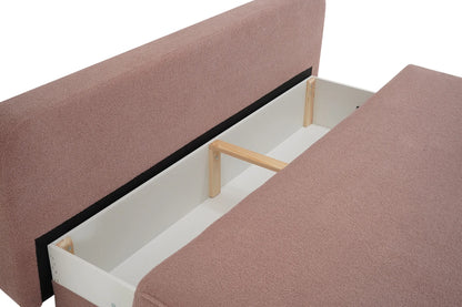 Sofa Nodo boucle pudrowy róż rozkładana