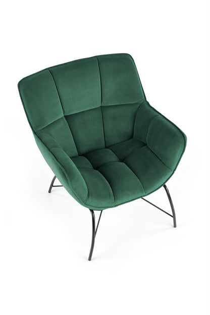 Fotel Fame zielony velvet pikowany