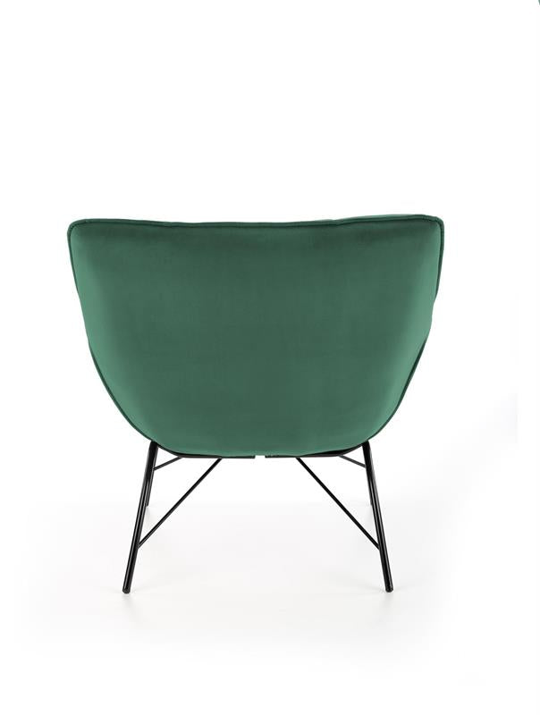 Fotel Fame zielony velvet pikowany