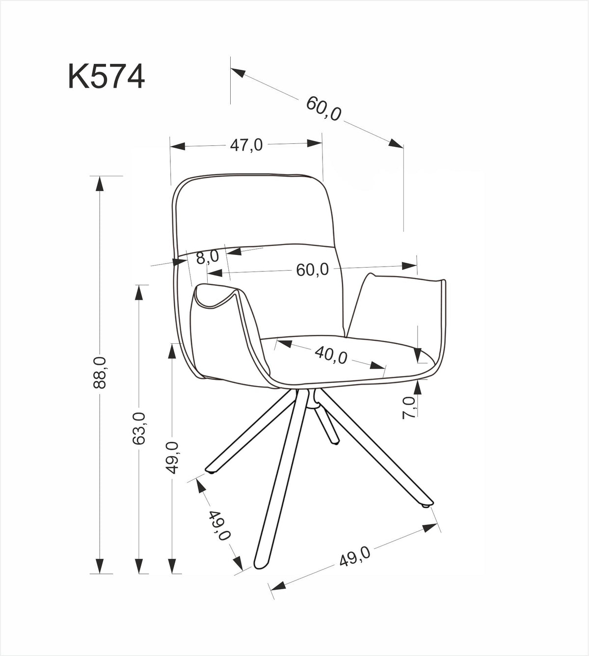 Krzesło K574 popiel/obrotowe