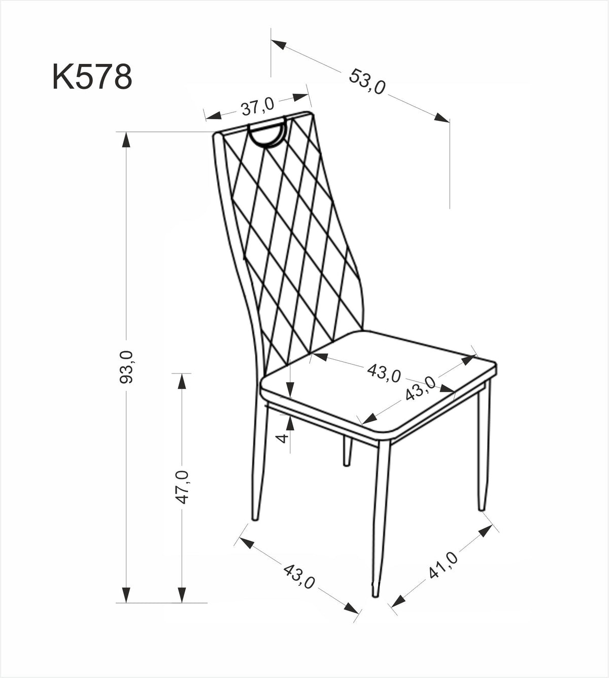 Krzesło K578 czarne/metalowe