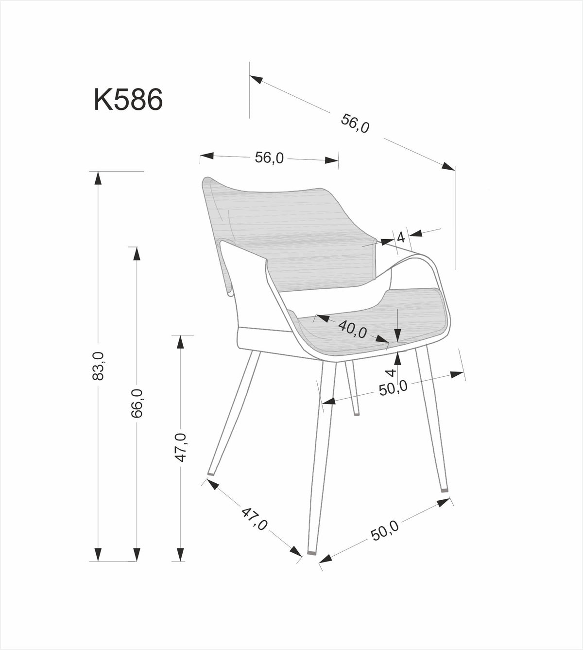 Krzesło K586 czarne/drewniano-metalowe