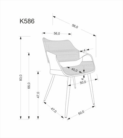 Krzesło K586 czarne/drewniano-metalowe