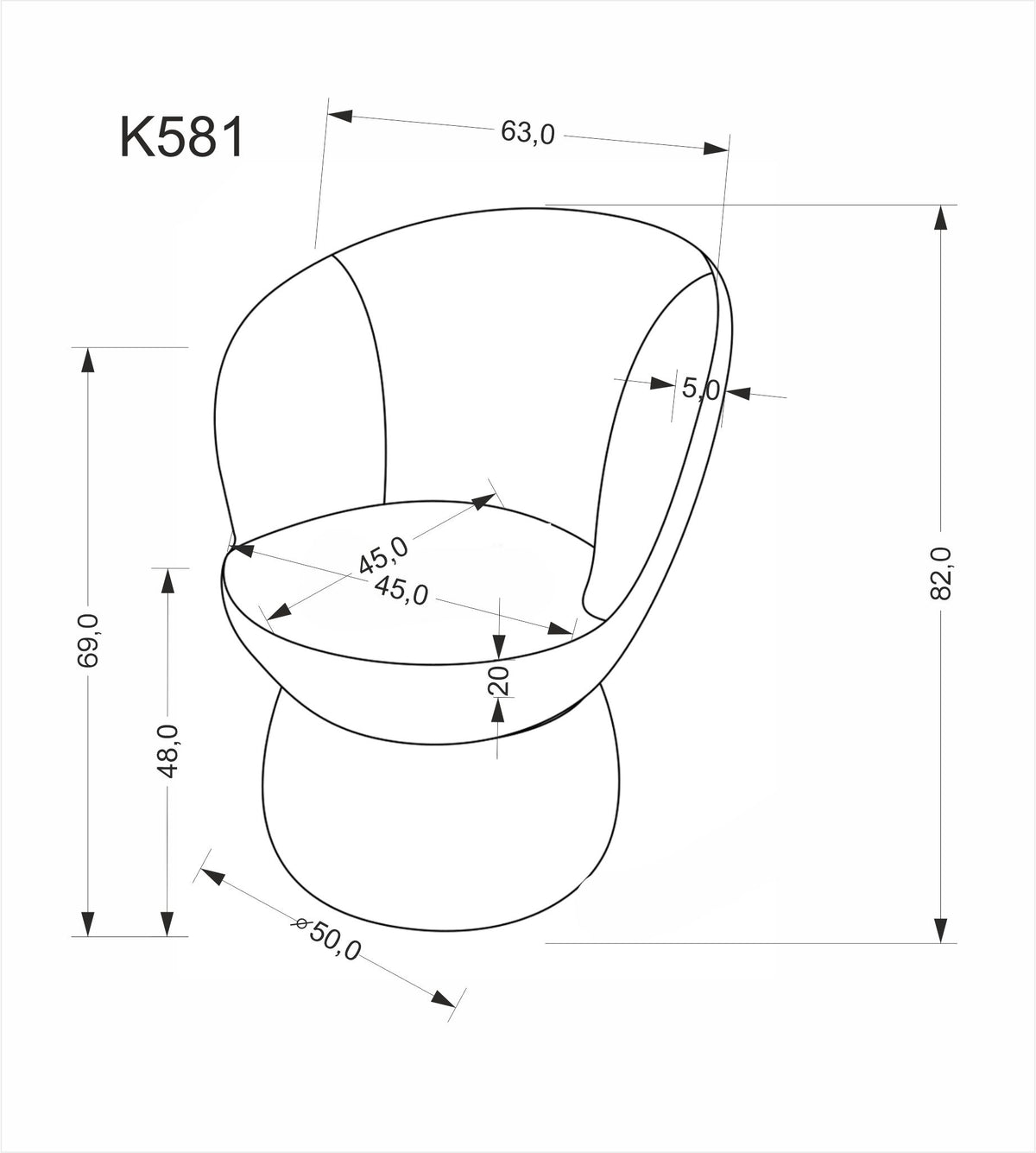 Krzesło K581 popiel/obrotowe