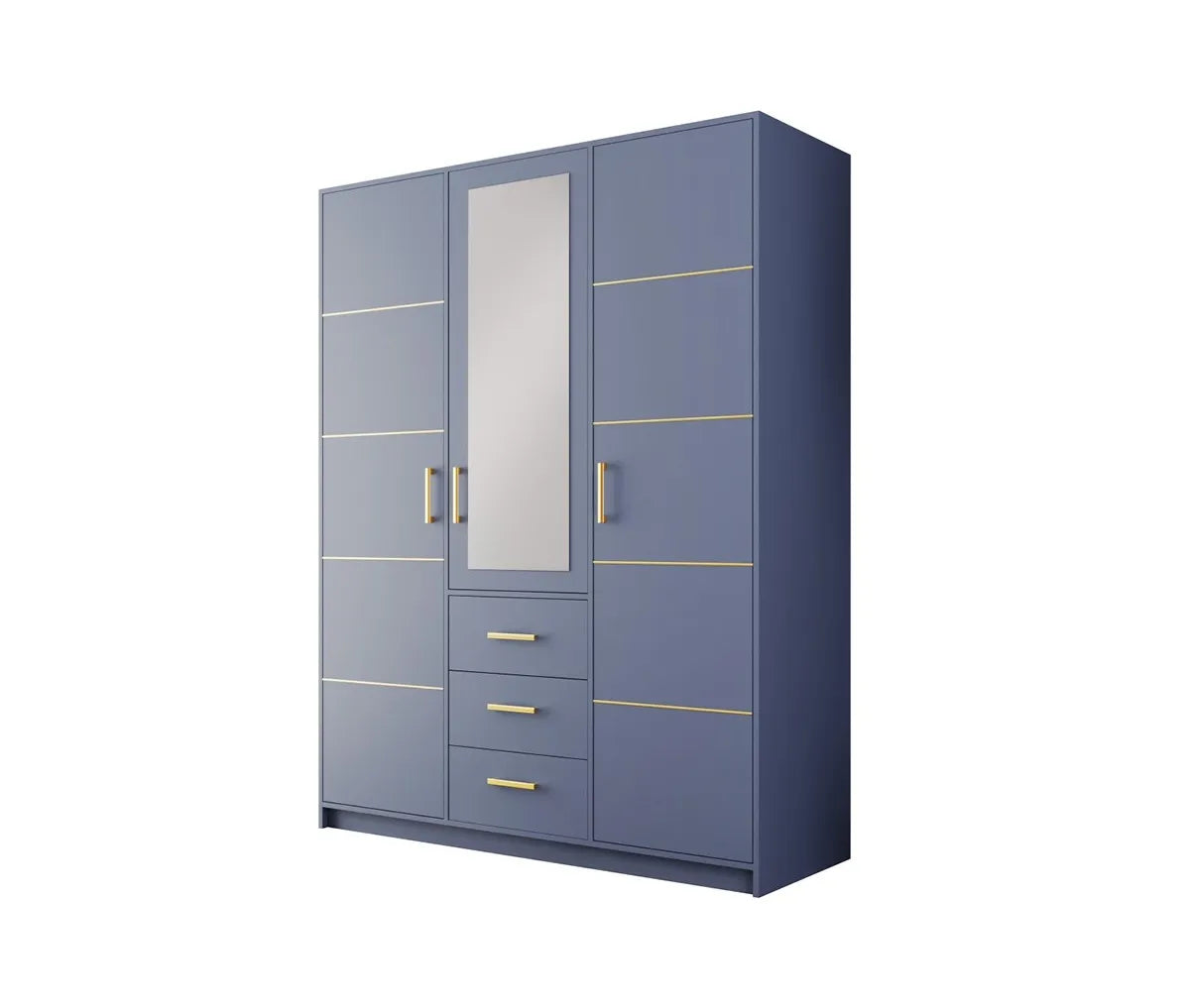 Szafa Bali II trzydrzwiowa zgaszony błękit złoto