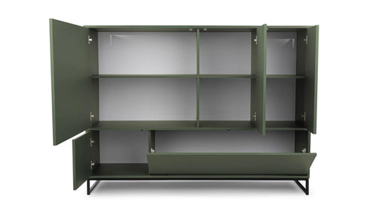 Komoda Genua butelkowa zieleń czarny stelaż