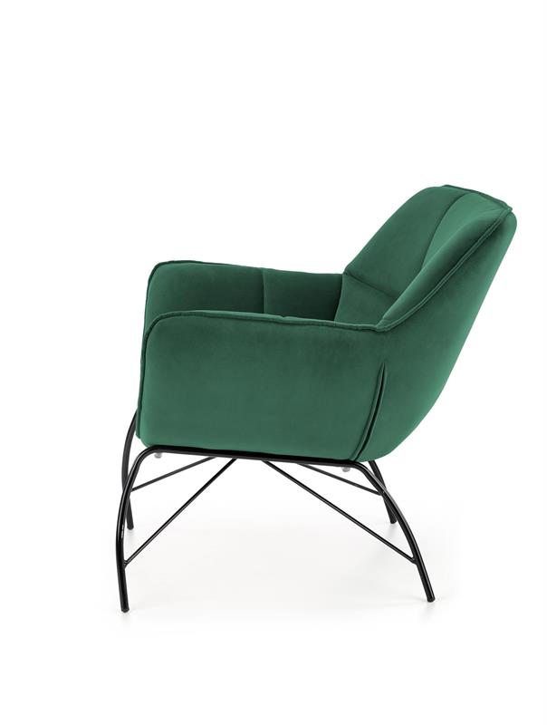 Fotel Fame zielony velvet pikowany