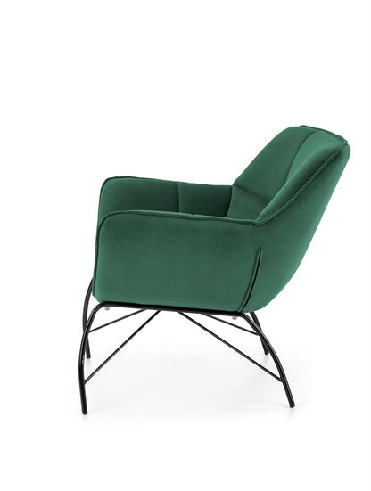 Fotel Fame zielony velvet pikowany
