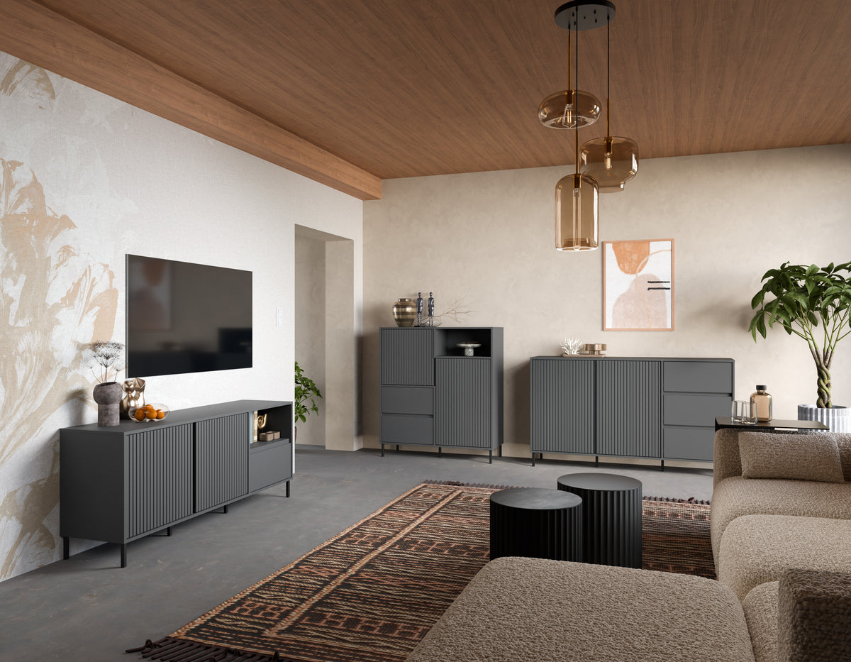 Komoda AVENALE 3-szuflady, antracyt