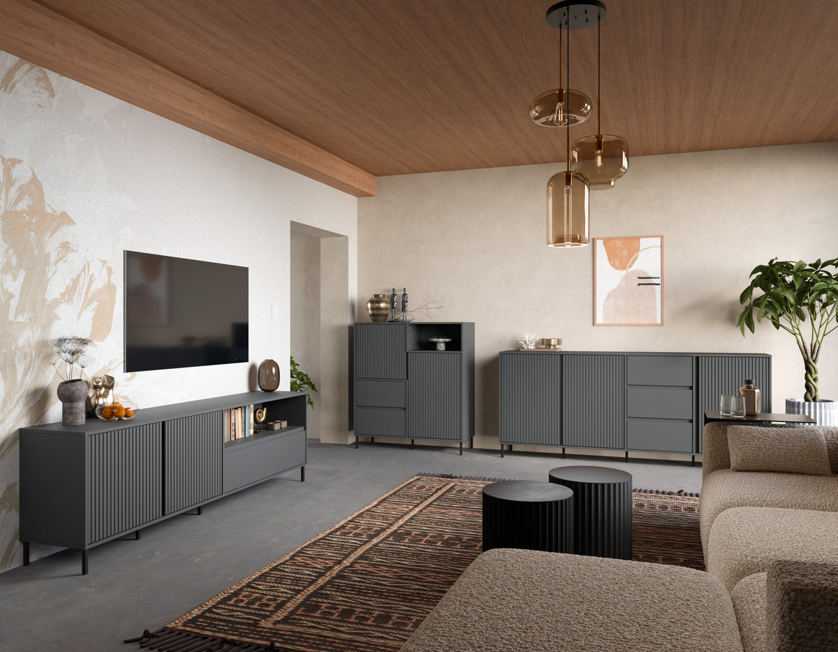 Komoda AVENALE 3-szuflady, antracyt