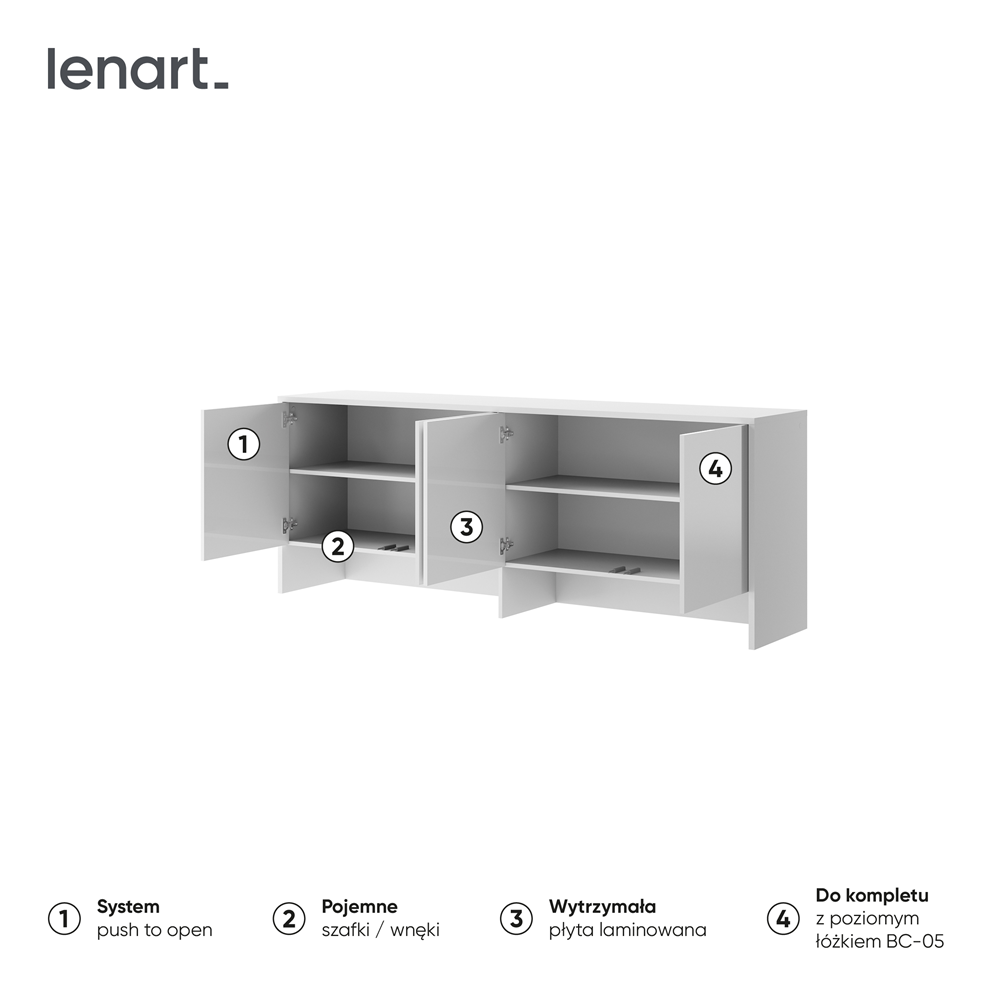 BED CONCEPT BC-10 nadstawka do BC-05 - biały połysk