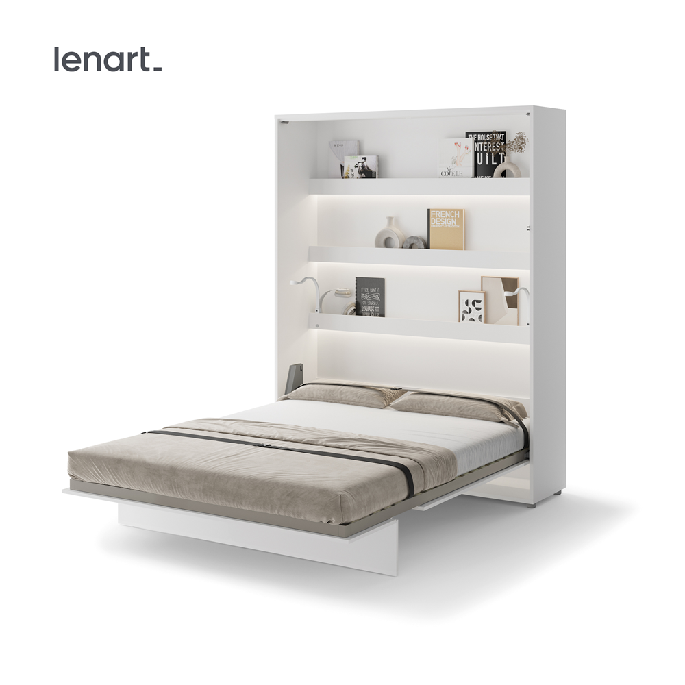 BED CONCEPT BC-12p - półkotapczan pionowy 160 - biały połysk