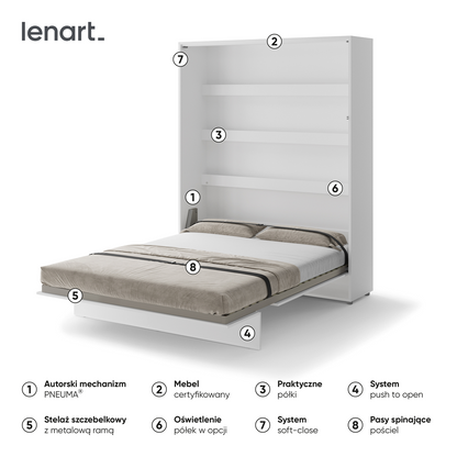 BED CONCEPT BC-12 - półkotapczan pionowy 160 - biały