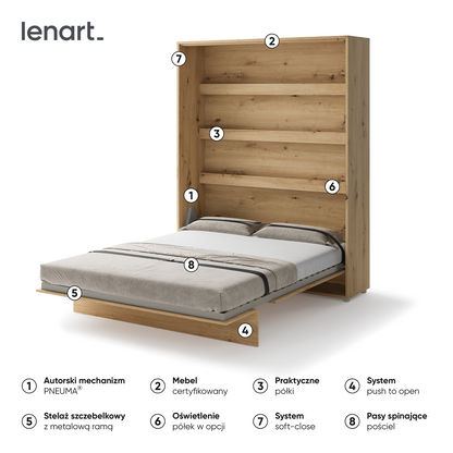 Półkotapczan Bed Concept 160 pionowy dąb artisan