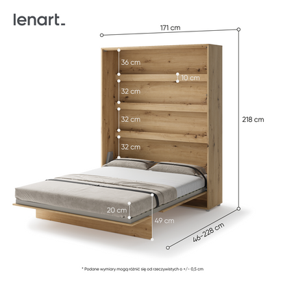 Półkotapczan Bed Concept 160 pionowy dąb artisan