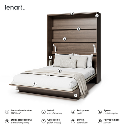 BED CONCEPT BC-12 - półkotapczan pionowy 160 - dąb dunin