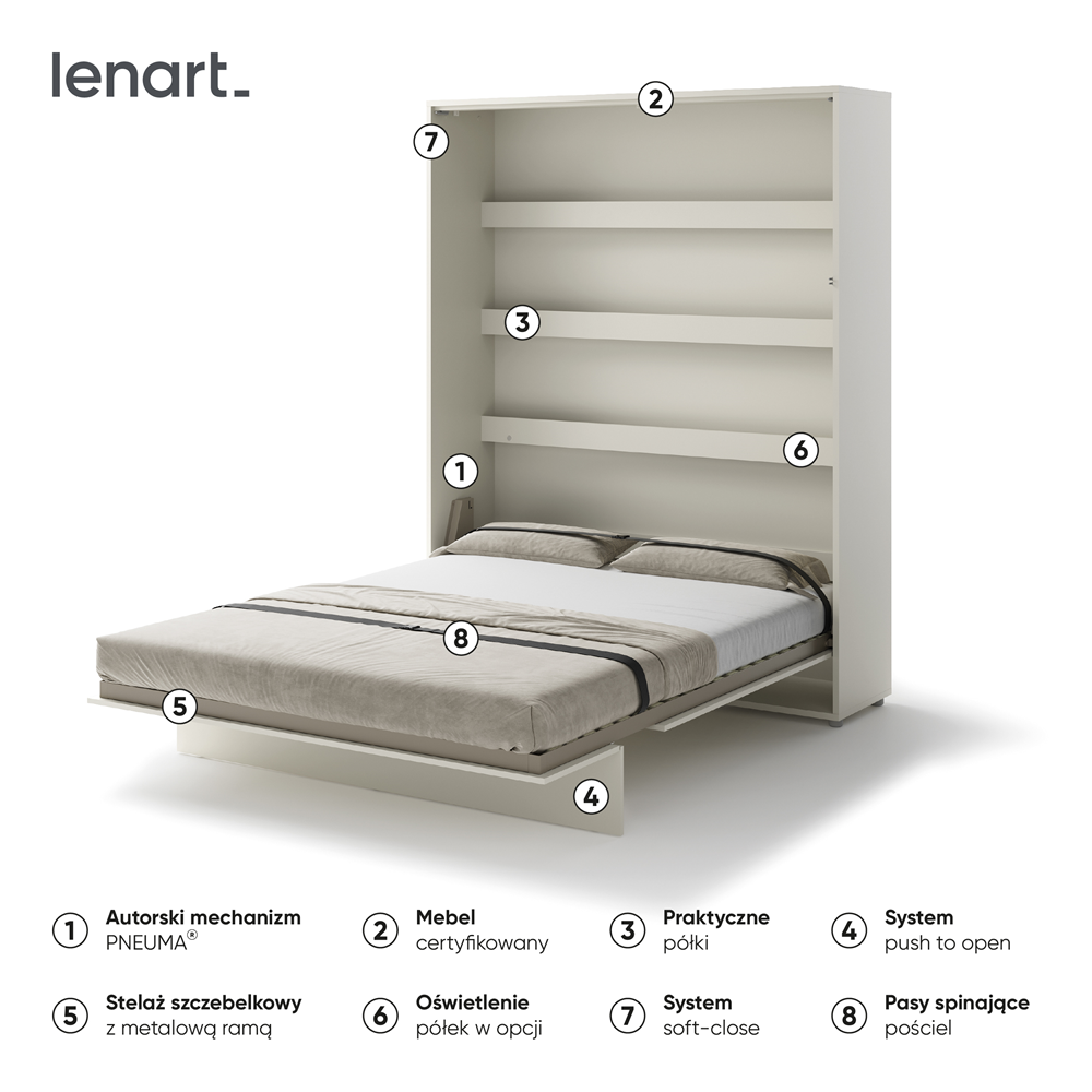 BED CONCEPT BC-12 - półkotapczan pionowy 160 - kaszmir