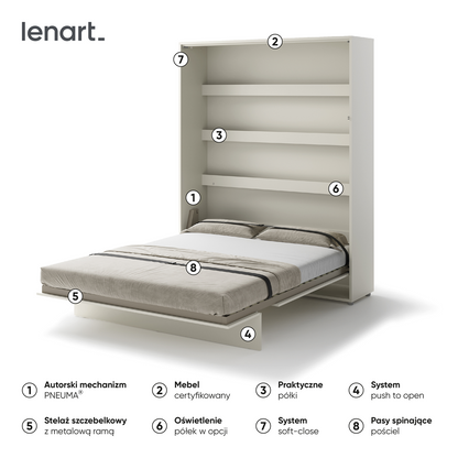 BED CONCEPT BC-12 - półkotapczan pionowy 160 - kaszmir