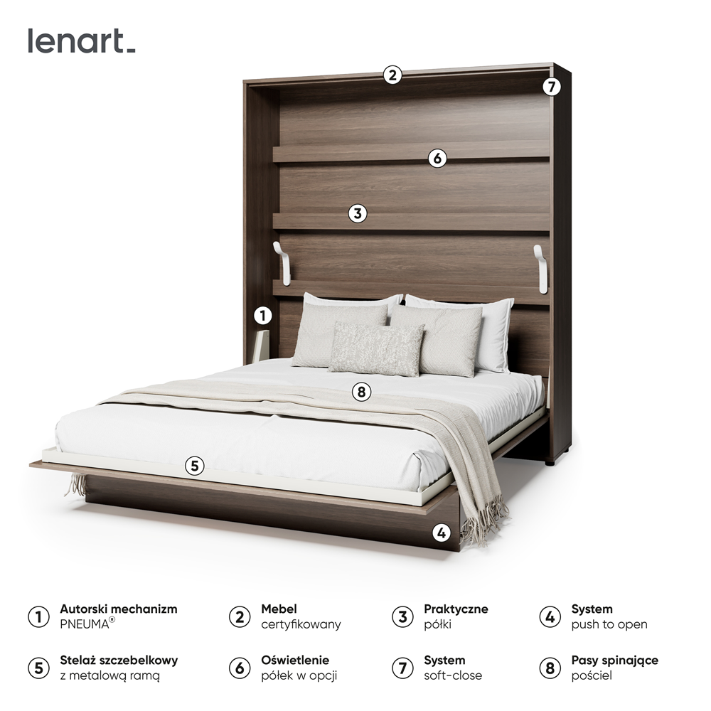 BED CONCEPT BC-13 - półkotapczan pionowy 180 - dąb dunin