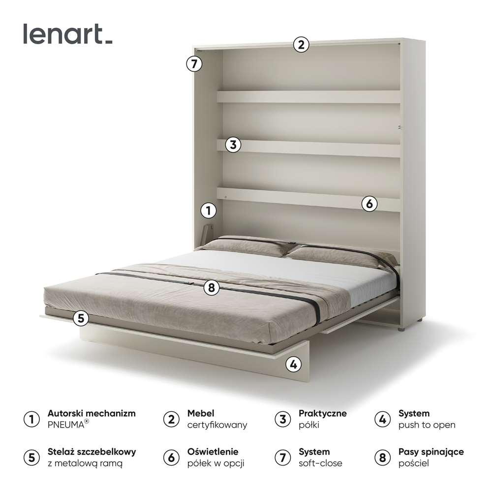 BED CONCEPT BC-13 - półkotapczan pionowy 180 - kaszmir