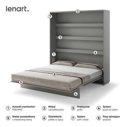 BED CONCEPT BC-13 - półkotapczan pionowy 180 - szary