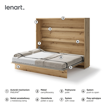 BED CONCEPT BC-14 - półkotapczan poziomy 160 - dąb artisan