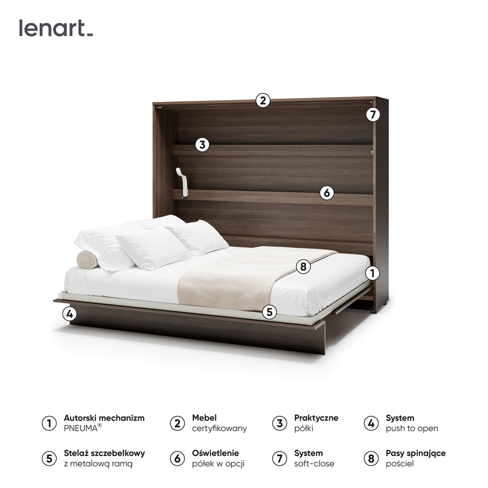 BED CONCEPT BC-14 - półkotapczan poziomy 160 - dąb dunin