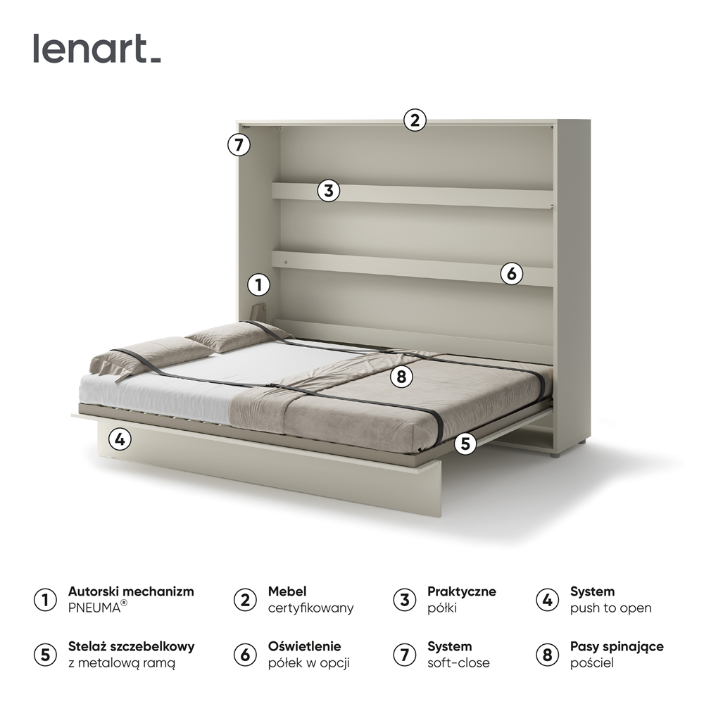 BED CONCEPT BC-14 - półkotapczan poziomy 160 - kaszmir