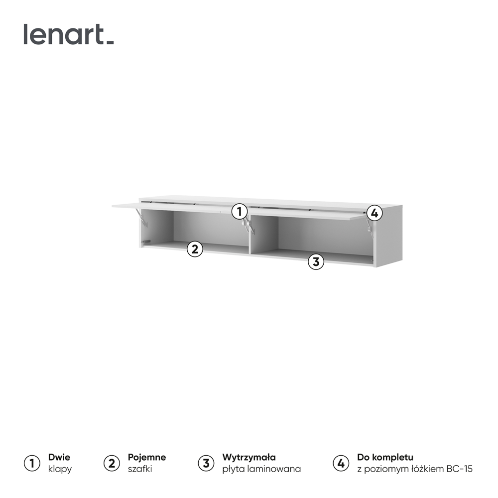 BED CONCEPT BC-15 nadstawka do BC-14 - biały
