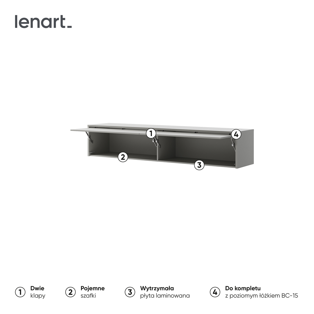 BED CONCEPT BC-15 nadstawka do BC-14 - szary