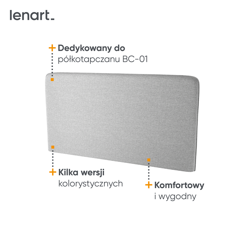 BED CONCEPT BC-16 zagłówek tapicerowany 140 do BC-01-szary ART 82626