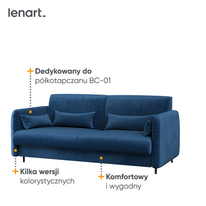 BED CONCEPT BC-18 - Sofa 140 do BC-01 - granat SOLO 263 / front biały połysk