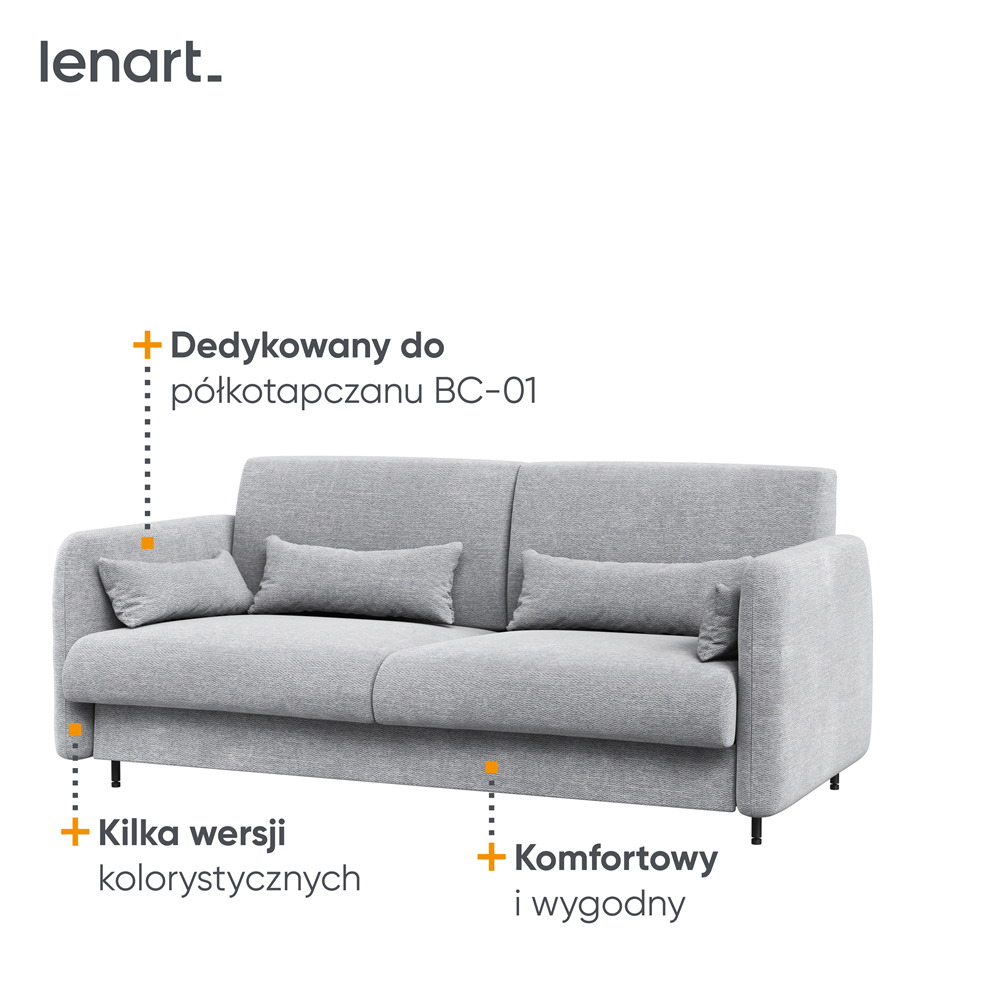 BED CONCEPT BC-18 - Sofa 140 do BC-01 - szary ART 82626 / front szary