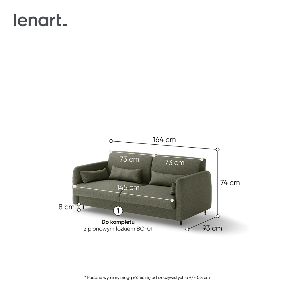 BED CONCEPT BC-18 - Sofa 140 do BC-01 - zielony LUKKA 38