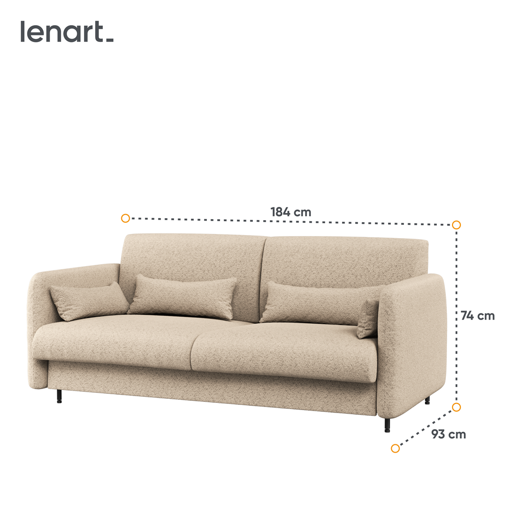 BED CONCEPT BC-19 - Sofa 160 do BC-12 - boucle beżowy PIU 03 / front biały połysk