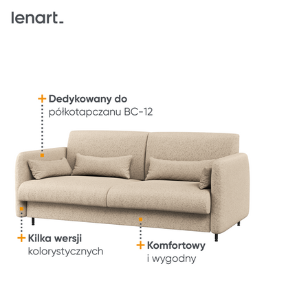 BED CONCEPT BC-19 - Sofa 160 do BC-12 - boucle beżowy PIU 03 / front biały połysk
