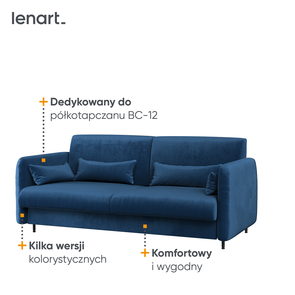 BED CONCEPT BC-19 - Sofa 160 do BC-12 - granat SOLO 263 / front biały