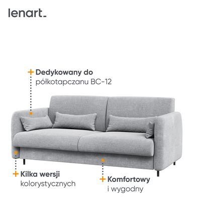 BED CONCEPT BC-19 - Sofa 160 do BC-12 - szary ART 82626 / front biały połysk